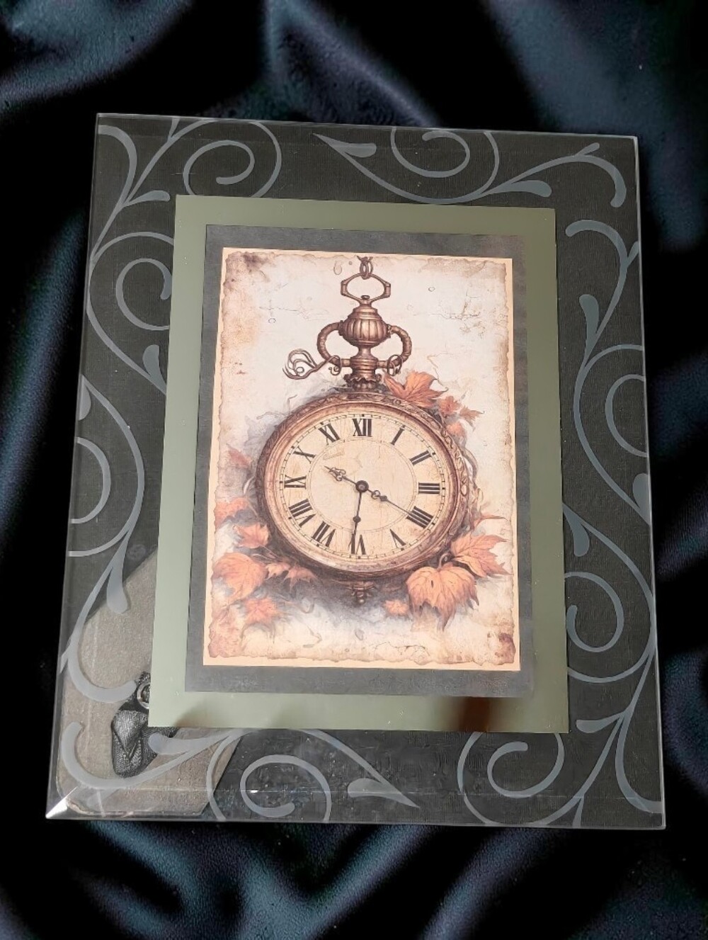 Gothic Pocket Watch Art Beveled Glass Mirrored Frame (8 x 10)
